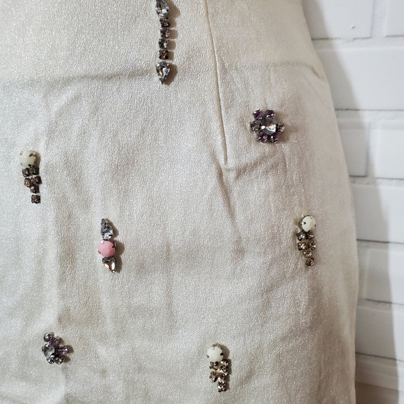 Do & Be Pearl White Faux Leather Rhinestone Pencil Skirt - Picture 5 of 12